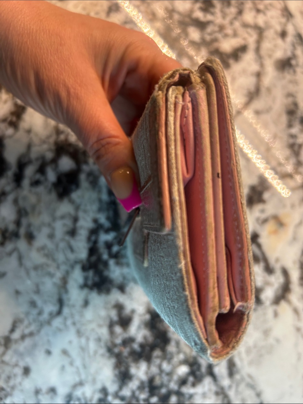 Dior Beige Canvas Continental Wallet with Pink leather Trim - Picture 6 of 16